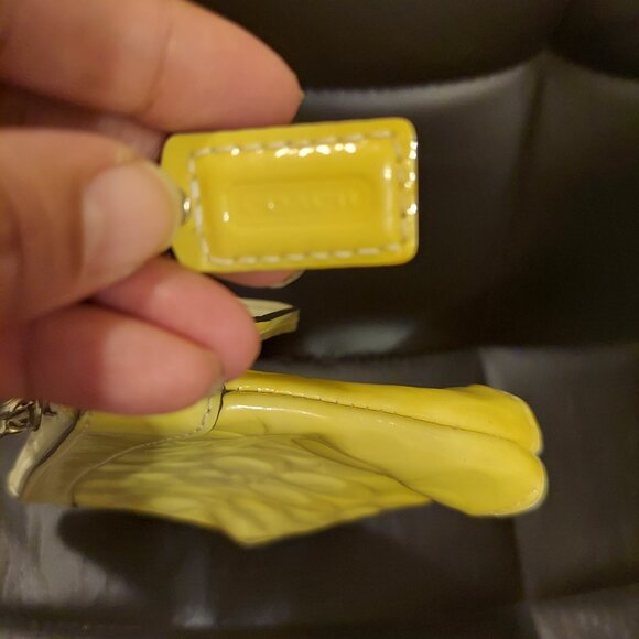 Coach Yellow Patent Leather Embossed Wristlet - Picture 3 of 9